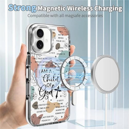 for iPhone 16 Plus Case [Compatible with Magsafe],Girls Women Clear Magnetic Case Silicone Shockproof Protective Cover with Pattern Bible Verses - color: Bible Verses, size: iPhone 16 Plus