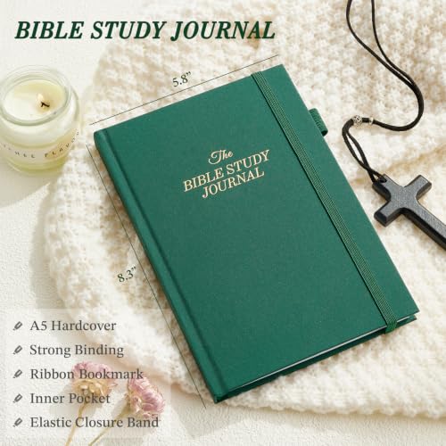 JUBTIC Bible study guide, Sermon & Scripture Journal for Women Green,A5 - color: Dark Green