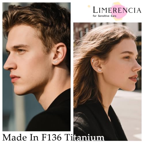 Limerencia Titanium Flat Back Screw Back Stud Earrings for Women Men - color: Silver 8