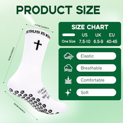 4/6 Pairs Christian Anti Slip Bible Verse Cross Print Socks - color: Black & White 4:13