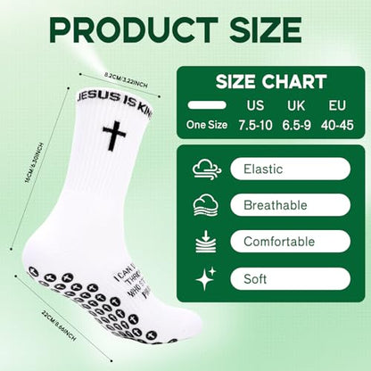 4/6 Pairs Christian Anti Slip Bible Verse Cross Print Socks - color: Black & White 4:13