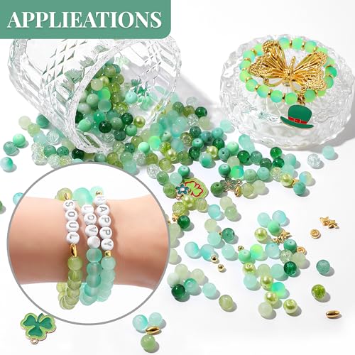 850Pcs Green Glass Beads for Jewelry Making Kit - color: glaze
