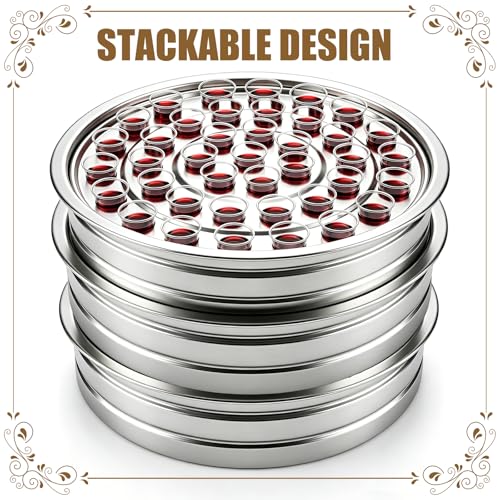 Bekith Holy Communion Trays for Churches, Stainless Steel Communion Plates, Holds Up to 40 Cups, Not Included Lid (Silver)