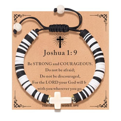 Cute Cross Bracelet Teen Girl Gifts Trendy Stuff Christian Gifts for Kids/Girls/Boys/Teens/Women Jewelry Colorful Jesus Bracelets Christmas Religious Communion Baptism Confirmation Gifts - color: 2-Be Strong and Courageous D