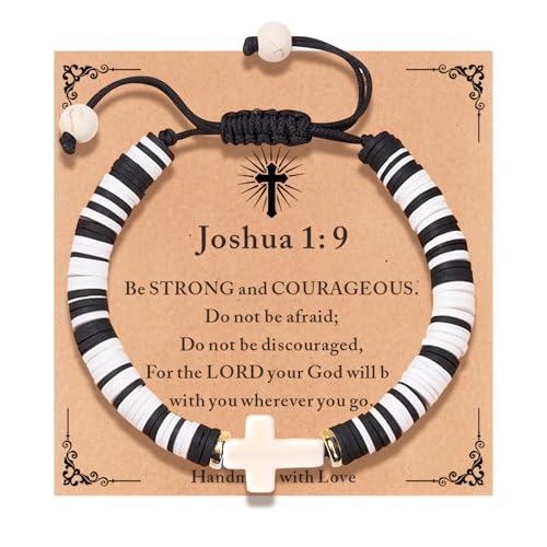 Cute Cross Bracelet Teen Girl Gifts Trendy Stuff Christian Gifts for Kids/Girls/Boys/Teens/Women Jewelry Colorful Jesus Bracelets Christmas Religious Communion Baptism Confirmation Gifts - color: 2-Be Strong and Courageous D