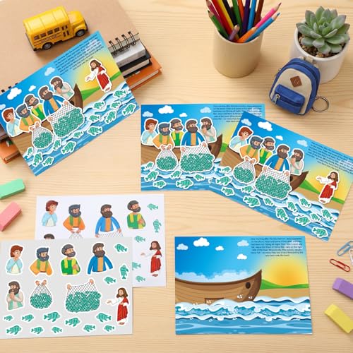 Marspark 24 Pcs Jesus Visits Disciples Bible Scene Stickers, Christian VBS - style: Jesus Visits Disciples