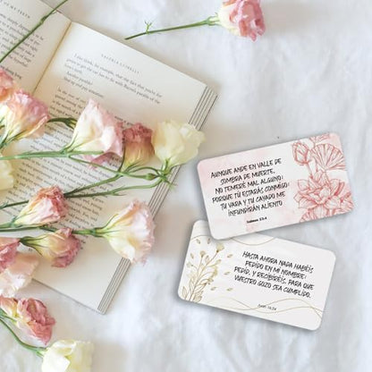 Blooming Spanish Prayer Cards: Embrace the Radiance of Nature's Blossoms with Inspirational Messages, Perfect for Cultivating Faith and Renewal in Every Season of Life - style: Blooming