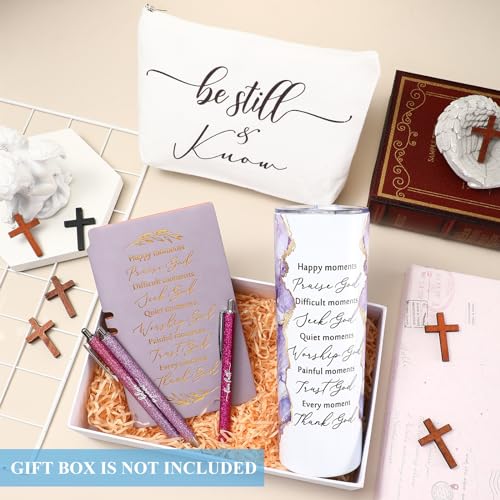 Domensi 6 Pcs Christian Gifts Set, 20 oz Tumbler Notepad Pens, Purple - color: Purple