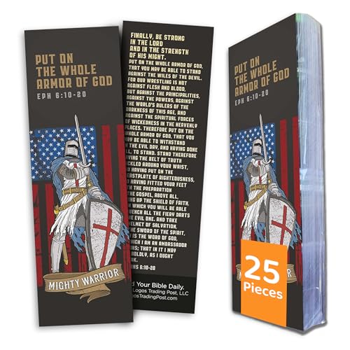 Full Armor of God Bible Bookmarks, Pack of 25 Templar Knight Christian Bible Verse Bookmarkers for Bible Study & Sunday School, Mighty Warrior Faith & Prayer Scripture Card Gifts for Men & Women - color: Templar Knight, size: Pack of 25