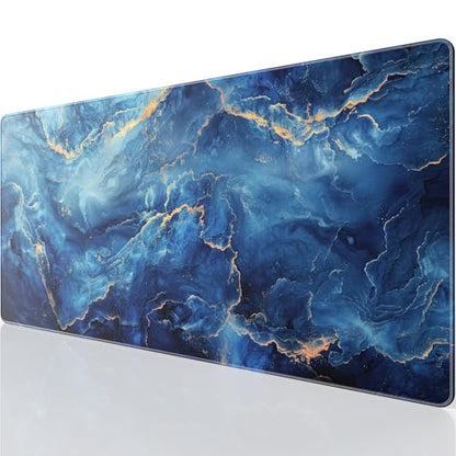 KTRIO Large Gaming Mouse Pad, Desk Mat, 31.5 x 15.7 in, Blue Marble, XXL - color: Blue Marble, size: 31.5l X 15.7w Inches