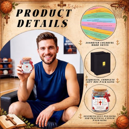 Lunmon Basketball Christian Affirmation Jar with Color-Coded Bible Verses - style: Basketball