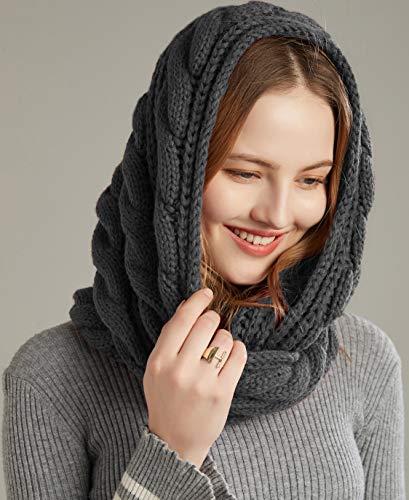 NEOSAN Womens Thick Ribbed Knit Winter Infinity Circle Loop Scarf - color: Twist Charcoal
