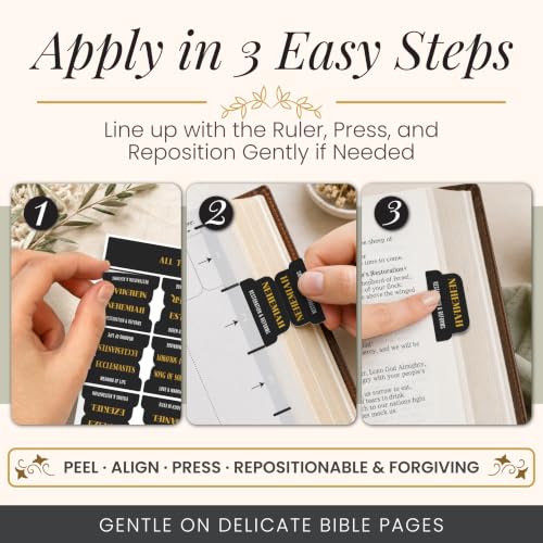 90 Christian Bible Tabs for Women, Men, Kids - Black Gold Version - color: Black Gold