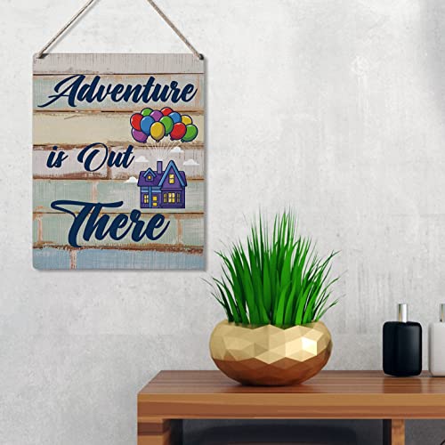 Qious Inspirational Signs Gift Farmhouse Adventure is Out There Wooden Hanging Sign Rustic Art Wall Home Living Room Bedroom Kitchen Decoration 10 x 8 Inches - color: isoutt