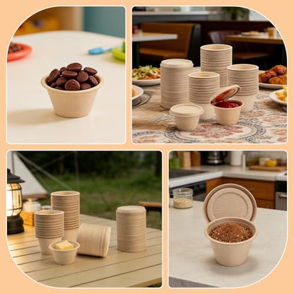 Vmiapxo 100-Pack 4 oz Disposable Paper Cups with Lids, Brown - color: Brown