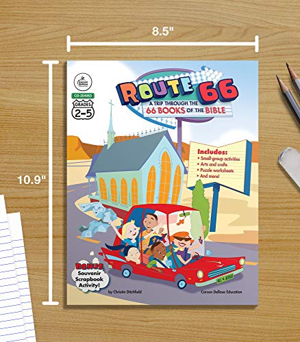 Carson Dellosa Route 66: The 66 Books of the Bible for Kids—Grades 2-5 Bible Stories for Children With Arts and Crafts, Puzzles, Group Activities (192 pgs)
