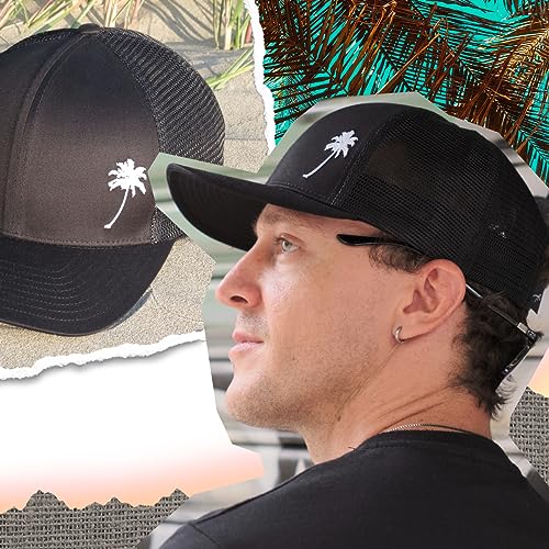 Grace Folly Trucker Hat for Men or Women- Many Cool Designs - color: Palm Tree- Black