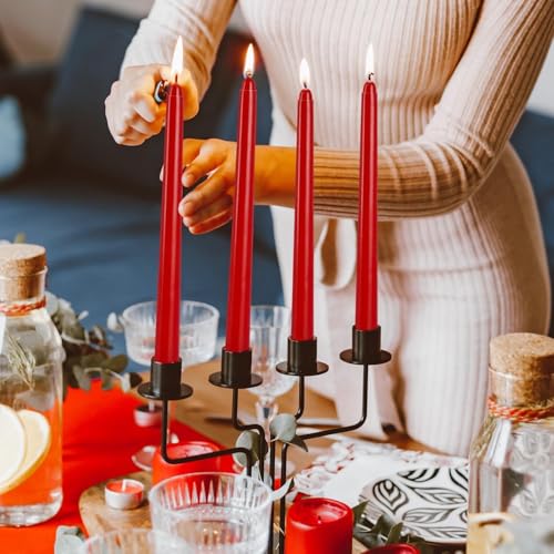 14 Pack Tall Red Taper Candles - 10 Inch Red Dripless, Unscented Dinner Candle - Paraffin Wax with Cotton Wicks - 8 Hour Burn Time. - color: 10"14pcs-Red