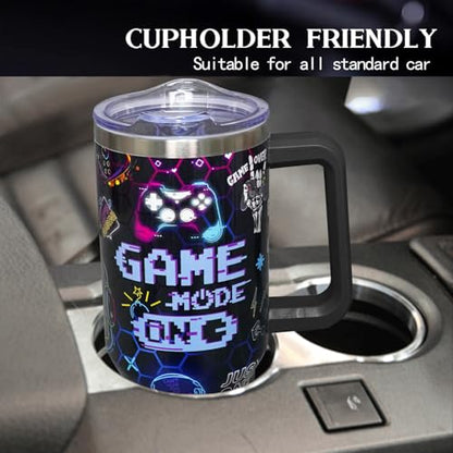 40oz Gamer Tumbler With Handle Lid and Straw,Cool Gamer Gift For Boys/Girls,Video Game Gifts,Gaming Gifts For Men/Women Stainless Steel Insulated Bottle Travel Mug Coffee Cup - color: Gamer 40oz