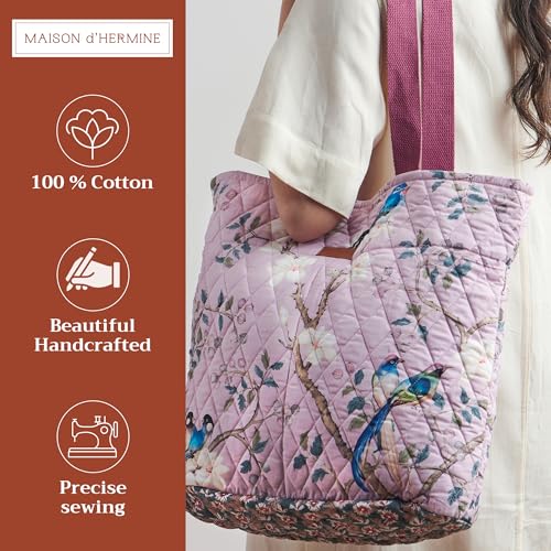 Maison d' Hermine Shopping Bags Cotton Quilted Tote Bag with Zipper Pockets - color: 009 - Osaka