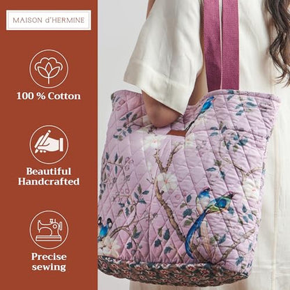 Maison d' Hermine Shopping Bags Cotton Quilted Tote Bag with Zipper Pockets - color: 009 - Osaka