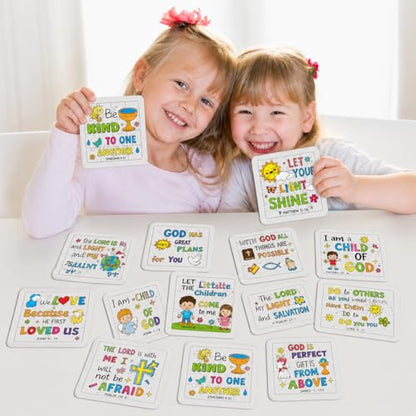 Cinrobiye 24 Pcs Christian Coloring Jigsaw Puzzle Crafts Bulk DIY Religious Inspirational Bible Activities Jesus Loves You Faith Art Projects for VBS Sunday School Church Party Favors - color: Christian
