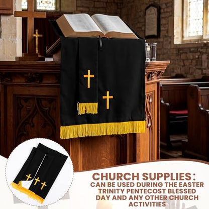 Cutecrop 3 Set Parament Table Runner Altar Cloth Black and White - color: Black and White