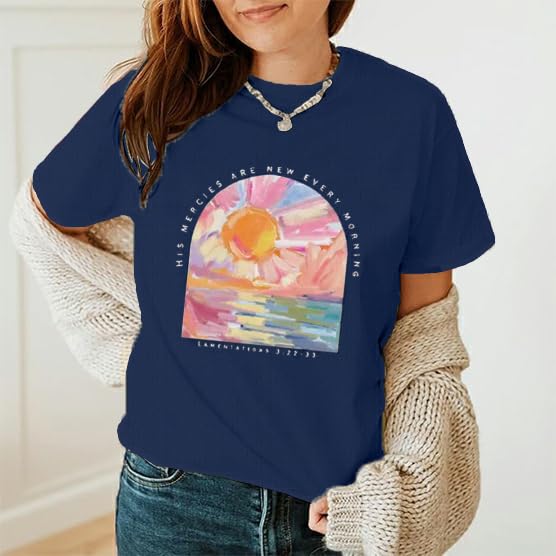 Christian Shirts for Women Jesus Religious Faith Tops - color: Blue, size: Small