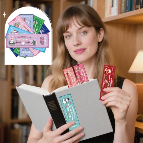 Wxiben 120 Pcs Christmas Book Club Bookmarks Xmas Ticket Book Marks Gifts - color: Christmas Book Club