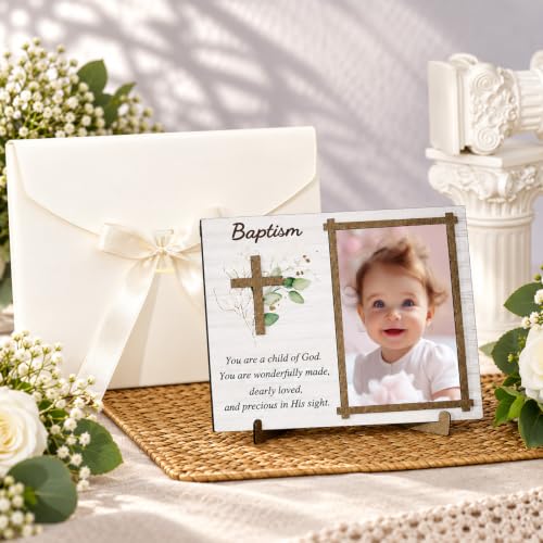 Baptism Gifts for Boys Girls, Baptism Photo Frame with Gift Box, Leaf - style: Leaf