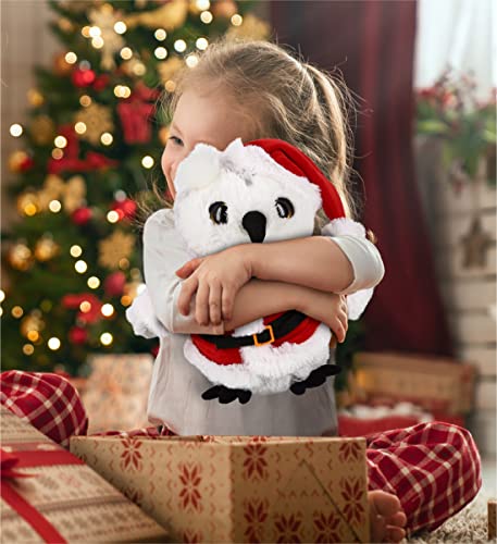 DolliBu White Owl Stuffed Animal Plush Toy with Santa Outfit - 8.5 Inches