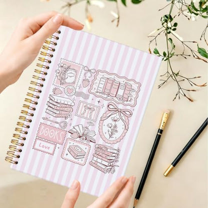 Book Lovers Cute Hardcover Spiral Notebook Journal for Women,A5 - color: Book Love