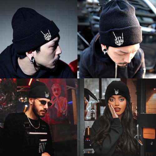 Beanies for Men & Women - Knit Beanie, Warm & Soft Beanie hat, Daily Knit Hat - color: Finger Skull