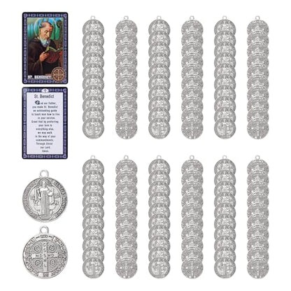 Brilucky 120 Pcs St Benedict Medals,Catholic Saint Benedict Medal for Jewelry Pendant Rosary Parts Making Supplies,Religious Metal Saint Benedict Crucifix Charm,Medalla De San Benito - color: 120 Pcs St Benedict