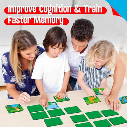 SpriteGru Jungle Animal Memory Game, 28 Chunky Cards Wild Animal Head Tail Matching Game 1-5 Players Memory Matching Game for Age - style: Jungle Animal