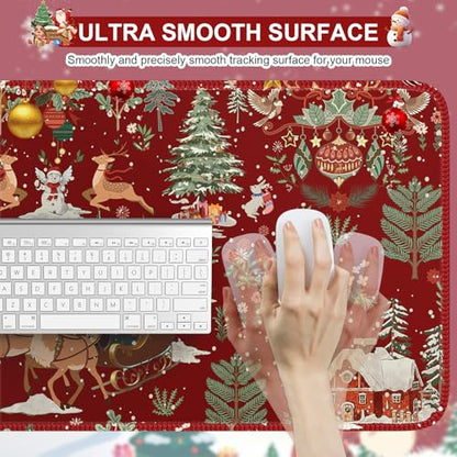iCasso Christmas Desk Mat, Winter Forest Large Mouse Pad,Red - color: 1-a-red