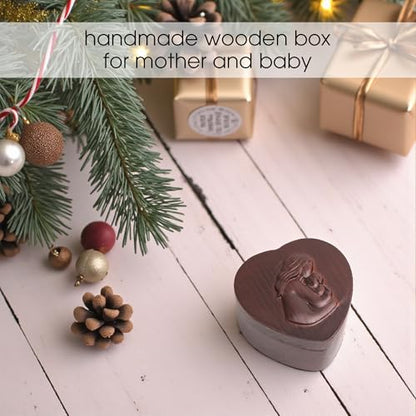 KATINAT Hand-Carved Wooden Keepsake Box for Mom, Jewelry & Treasure Box, Symbol of Timeless Love, Sculpted Hand-Painted Design – Mother’s Day Gift - color: KAT- KL Mother& Baby Keepsake Box
