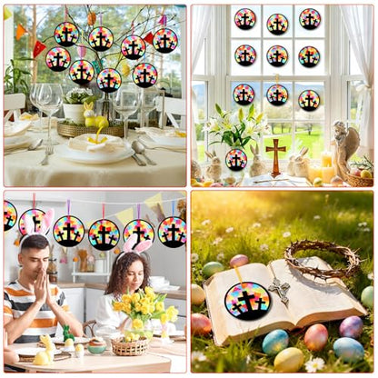 Eersida 32 Pcs Easter B Suncatcher Craft Kit Stained Glass DIY - style: Easter B