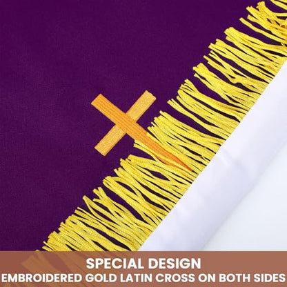 Cutecrop 3 Set Parament Table Runner Altar Cloth Purple and White - color: Purple and White