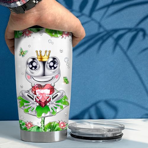 SANDJEST Frog Gifts for Women Girls Frog Tumbler 20oz Jewelry Drawings Stainless Steel Insulated Tumblers Coffee Travel Mug Cup Gift for Birthday Christmas - color: Frog