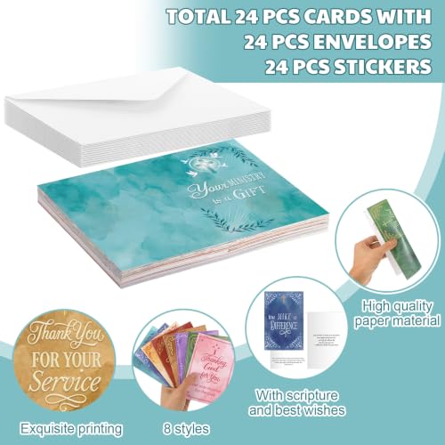 24 Pack Christian Pastor Ministry Appreciation Cards, Watercolor - style: Ministry Watercolor