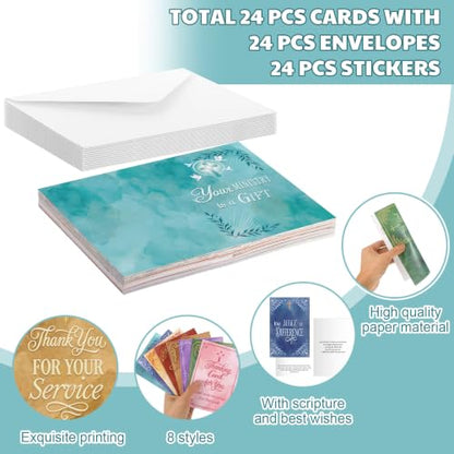 24 Pack Christian Pastor Ministry Appreciation Cards, Watercolor - style: Ministry Watercolor