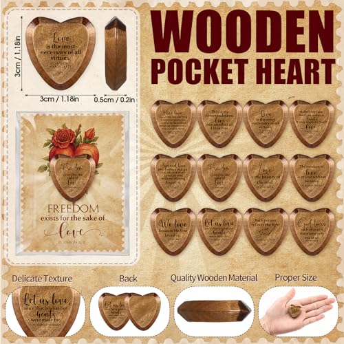 Gerrii 60 Set Christian Token Gift Jesus Love Heart Pocket Hugs, Dark Brown - color: Dark Brown