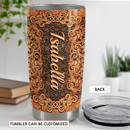 SANDJEST Personalized Owl Wood Drawings Tumbler 20oz 30oz Insulated Tumblers with Lid Coffee Travel Mug Cup for Women Owl Gifts for Birthday - color: Owl