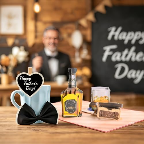 3D Pop Up Interesting Cards for men -Whiskey and Cigars Greeting Card - color: A-Whiskey and Cigars