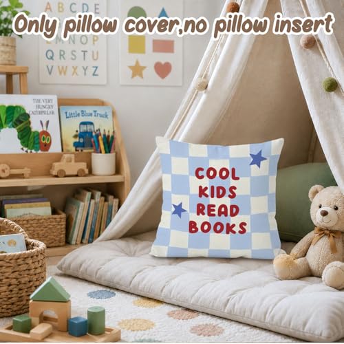 Reading Nook Pillow Covers18x18,Classroom Inspirational Throw Pillows - color: Book-blue