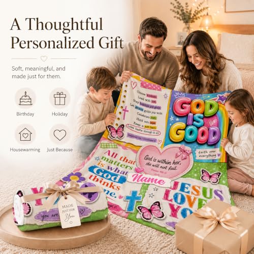 Custom Kids Blanket Gift, Personalized God Theme Blanket for Bedroom - color: Yellow
