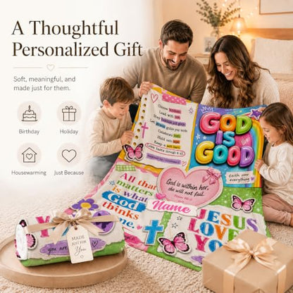 Custom Kids Blanket Gift, Personalized God Theme Blanket for Bedroom - color: Yellow