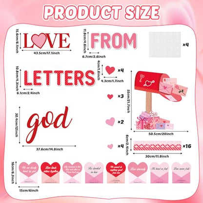 Valentine's Day Christian Bulletin Board Set Valentine's Day Religious Jesus Bible Verse Classroom Decorations Love Letters from God Paper Cutouts for Church School Home Chalkboard Wall Door Decor - style: love letters from god