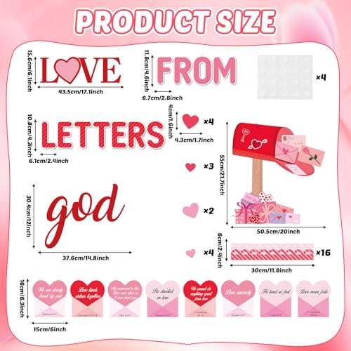 Valentine's Day Christian Bulletin Board Set Valentine's Day Religious Jesus Bible Verse Classroom Decorations Love Letters from God Paper Cutouts for Church School Home Chalkboard Wall Door Decor - style: love letters from god